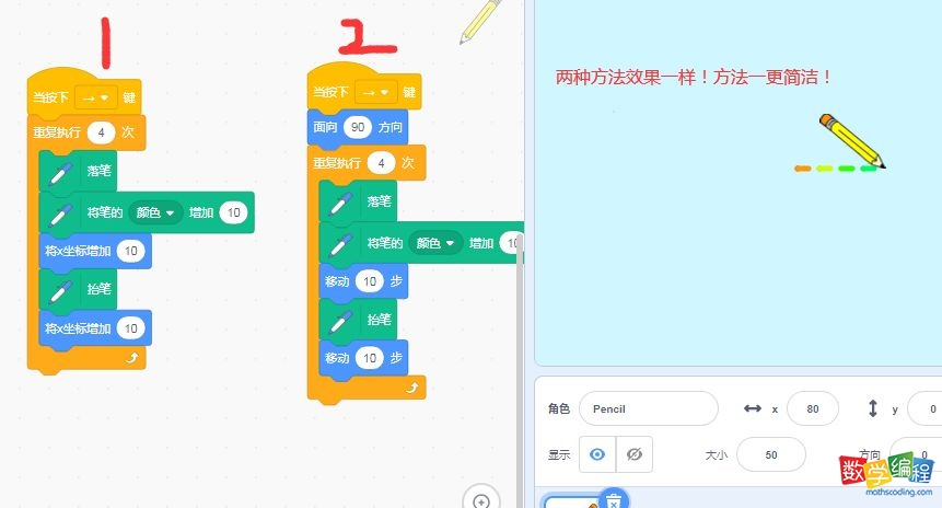 scratch坐标系和面向方向,两种实现虚线编程 scratch坐标系和面向方向,两种实现虚线编程