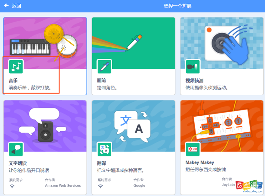 scratch软件里添加音乐扩展