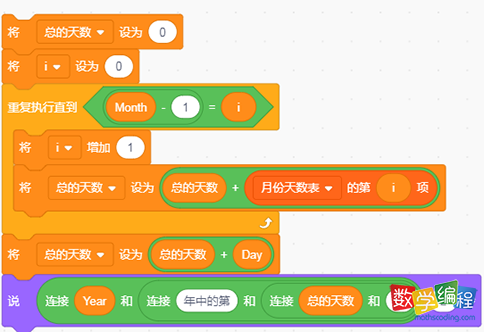 用scratch计算一年中的第几天